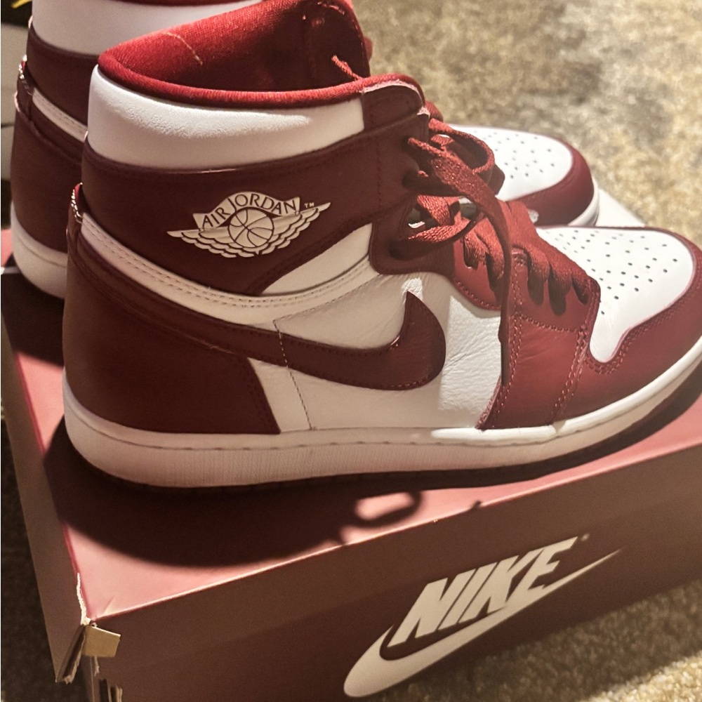 Nike Air Jordan Burgundy and White High-Tops